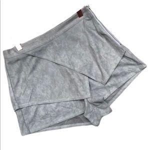 INDIKA Soft Grey Faux Suede Skort